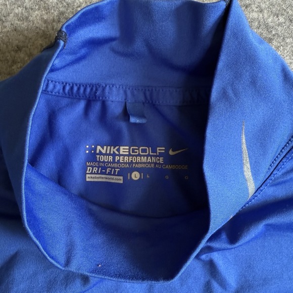 Nike Golf Tour Mens Large Performance Pro Combat‎ Dri-Fit Shirt Blue Long Sleeve - Picture 1 of 7